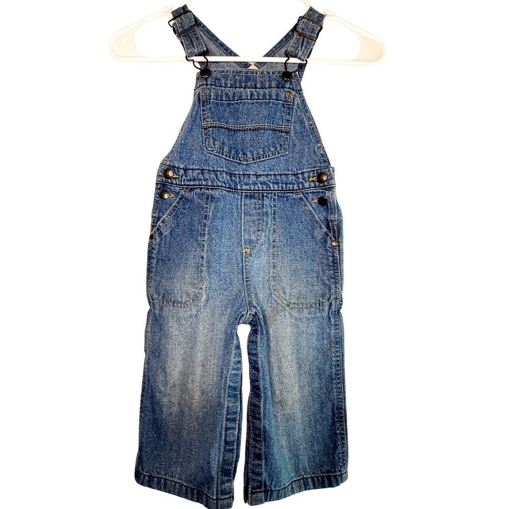 Genuine Kids OshKosh 24M Denim Overalls Wide Leg Distressed Retro 2009